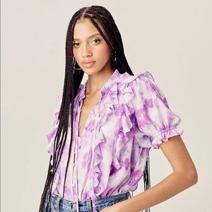 For Love and Lemons Zinna Floral Ruffle Blouse
